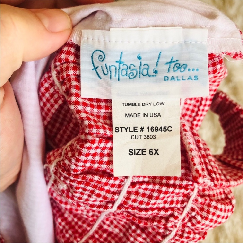 Funtasia Too Girls Nautical Swimsuit Red Gingham Anchors Size 6X - Picture 6 of 7